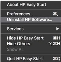 Figure : Select Uninstall HP Software...